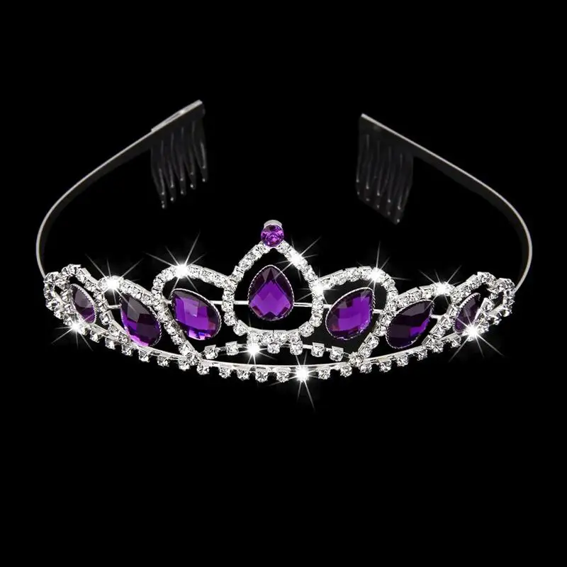 Delicate Wedding Bridal Prom Shining Rhinestone Crown Princess Tiara Headband Headpiece with Comb