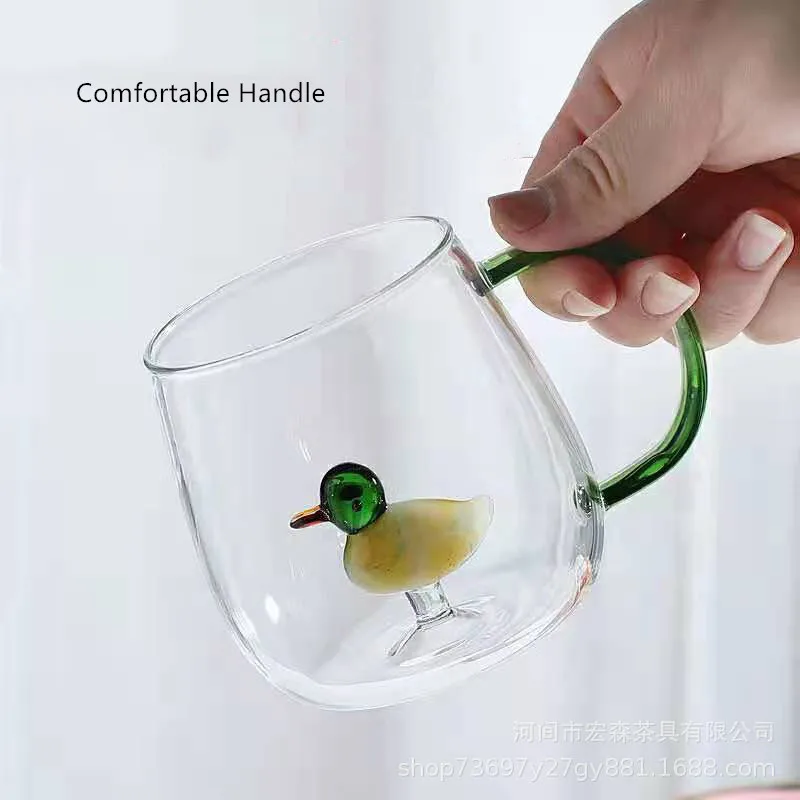 3D Rose Glass Cup with Handle Household Breakfast Cup for Juice Coffee  Clear Mug cute Tea Milk Cup copas de cristal de colores - AliExpress