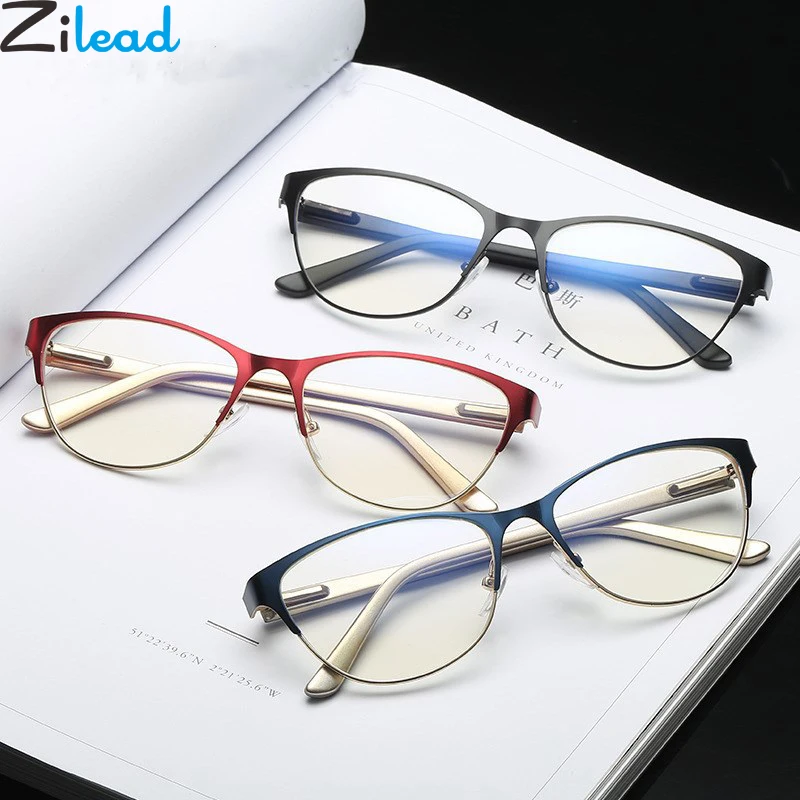 

Zilead Cat Eyes Glasses Frame Metal Half Frame Optical Sepectacles For Men Women Plain Eyeglasses Goggles Eyewear With Bag