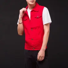 Ловкие однотонные Цвет Лидер продаж Для мужчин; джинсовый жилет без рукавов жилет Slim Fit Жилет Для Мужчин 'S Повседневное джинсовый топ мода