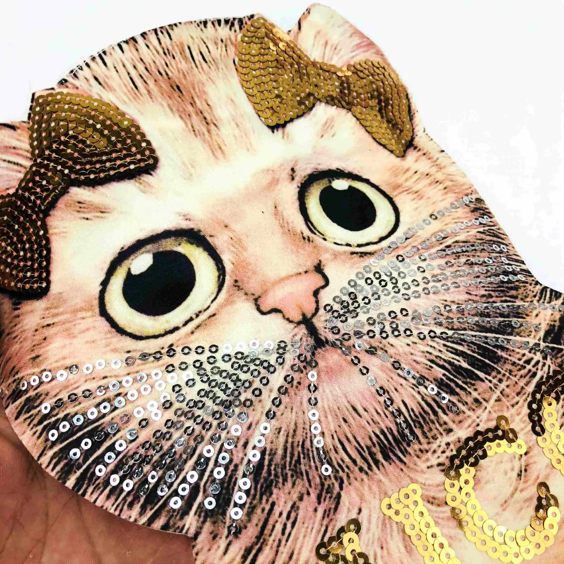 Paillette cat аппликационные заплатки Сделай Сам Вышивка блесток патчи для одежды пришить к футболке ручной работы и джинсовой куртке