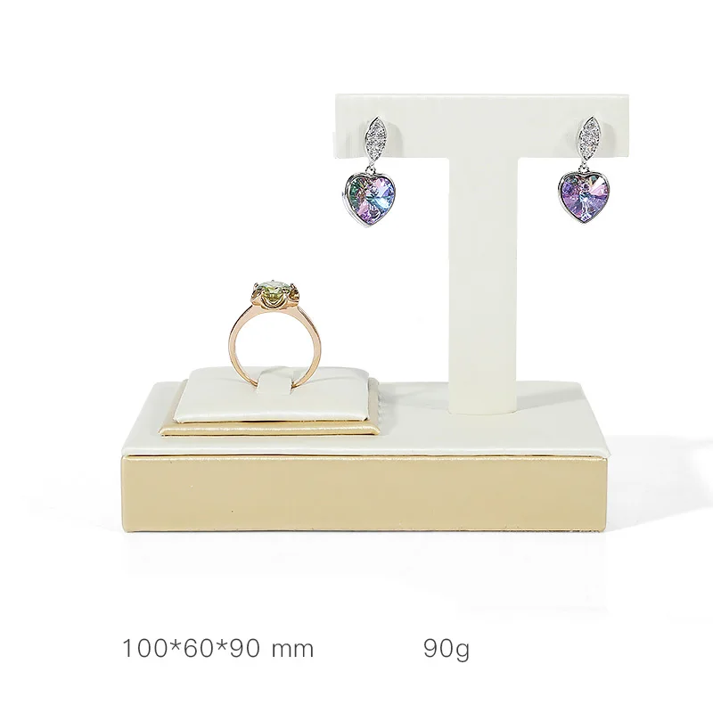 Ring Earrings rack DIGU бежевый pu кожаный ювелирный нефритовый дисплей реквизит оконная подвеска кольцо стойка для ювелирных изделий - Цвет: Ring Earrings rack