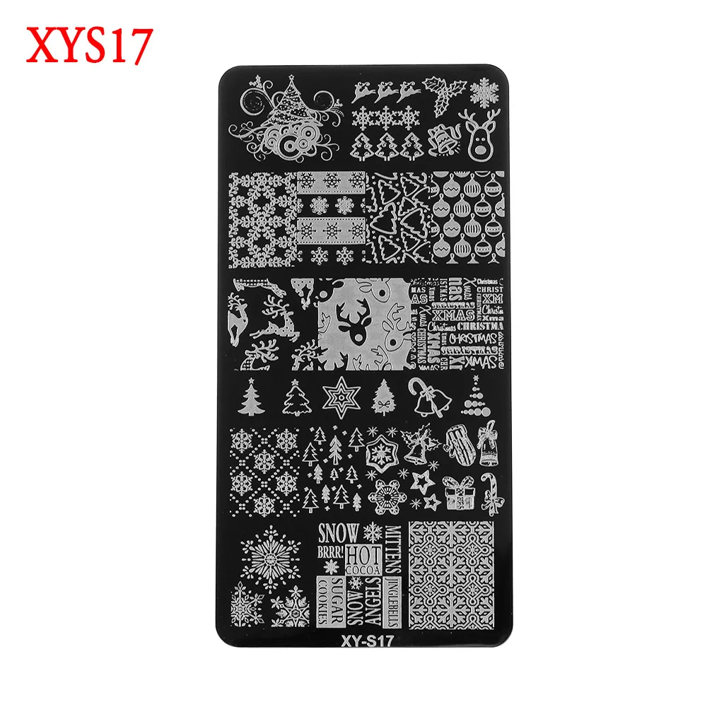 XY-S17 Горячая Рождество ногтей штамповки пластины снег Хэллоуин Череп кости Сова паук Шаблон Маникюр Изображение Шаблон фестиваль год ногтей - Цвет: XY-S17