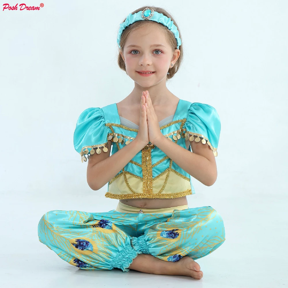 

POSH DREAM Jasmine Princess Christmas Children's Dress Aladdin's Lamp Cosplay Costume Jasmine Princess Girl Dress Role Costume
