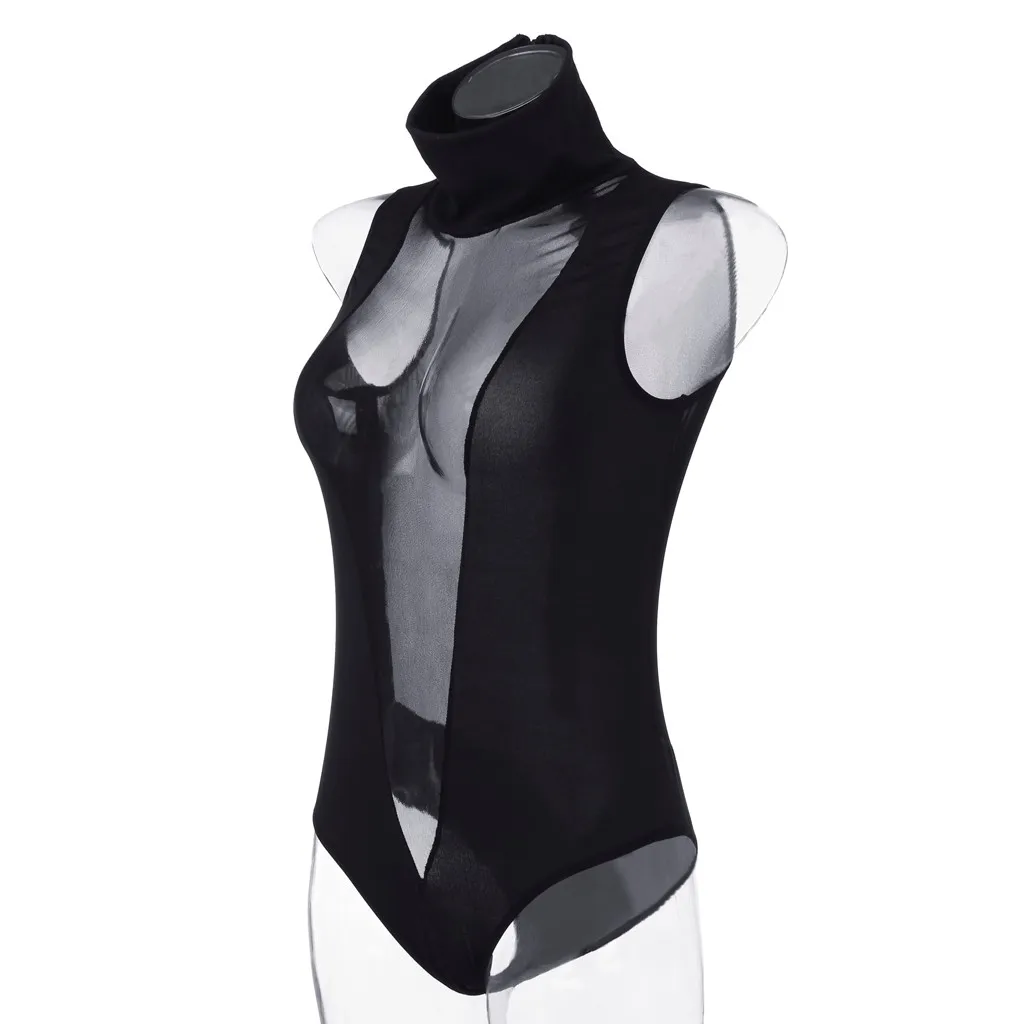 New Fashion Women Sexy Clubwear Zipper Bodysuit Women Gauze transparent Sexy Jumpsuits Perspective Bodysuits Body Mujer Femme