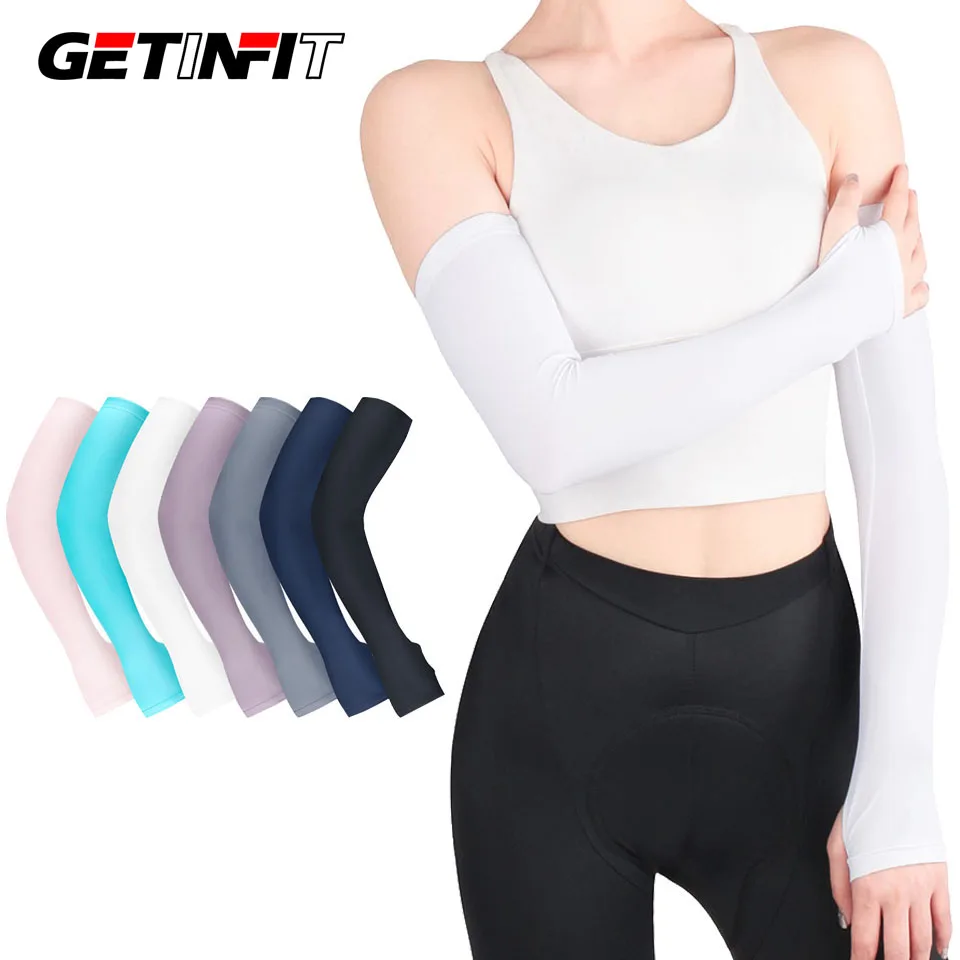 

Getinfit 1 пара летние шелковые рукава с УФ-защитой дышащие нешариковые эластичные рукава для рук для верховой езды бега спорта защита для рук