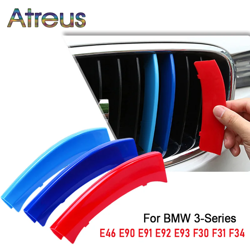 3pcs ABS Car Racing Grille Strip Trim Clip For BMW E90 E91 E92 E93 F30 F31 F34 G20 E46 Coupe Sedan 3 Series GT GT3 M Accessories