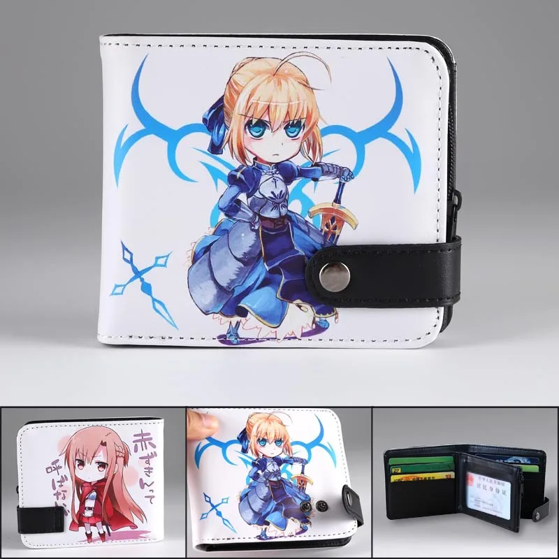 Anime juego Fate/stay night Short Wallet Saber monedero Multi-Tarjeta titular dinero bolsa