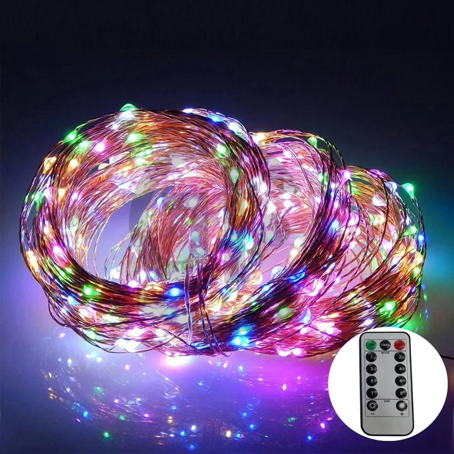 100 LED 10M LED String Light Remote Control ChristmasWeddingPartyFestival Decoration Lights Waterproof Holiday LED Lighting (2)