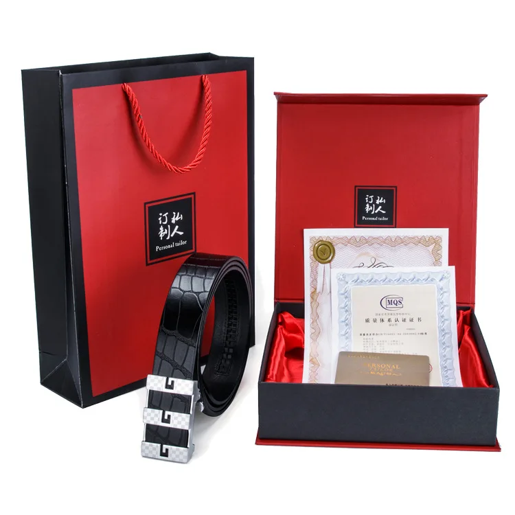 

2019 New Style MEN'S Belt Full-grain Leather Business Leather Belt Men Crocodile Pattern Automatic Buckle Leather Belt