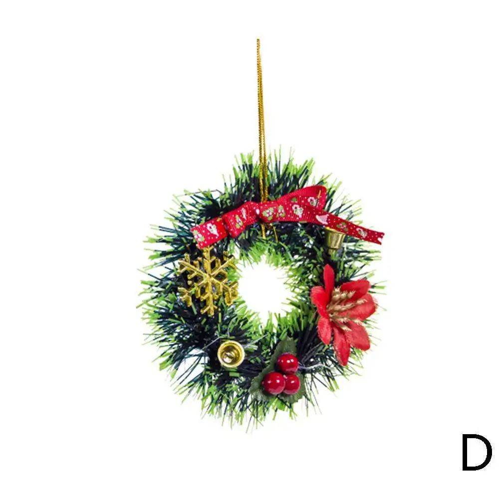 Подвесные рождественские украшения елка Гирлянда кулон Рождественский венок украшения из ротанга фестиваль вечерние Рождественская игрушка праздник - Цвет: D