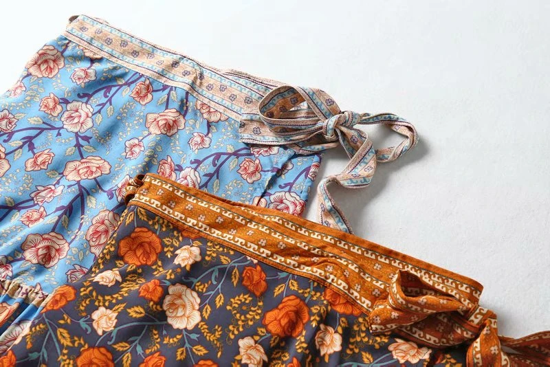 Boho chic хиппи женские богемные мини-юбки на завязках с цветочным принтом женская одежда из вискозы хлопковые пляжные юбки boho