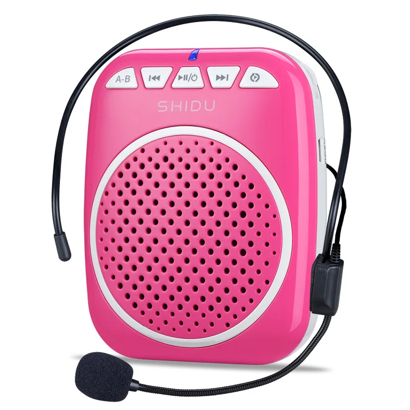 Pink Голосовой усилитель, проводной микрофон, маленькая пчелка, MP3, прочный Аккумулятор, для совещаний, гид, для учителя, музыкальный плеер, усилитель для МегаФона - Цвет: Pink