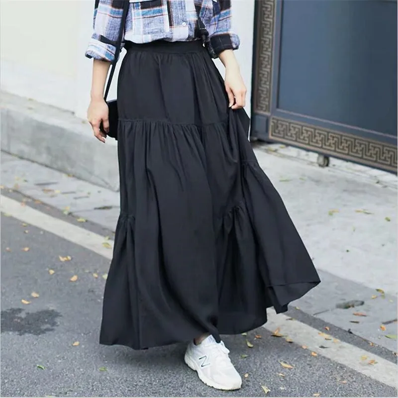 

Women Casual Loose Long Skirts Female Spring Autumn High Waist Irregular Ruffles Party Maxi Skirts Plus Size 5XL 6XL 7XL