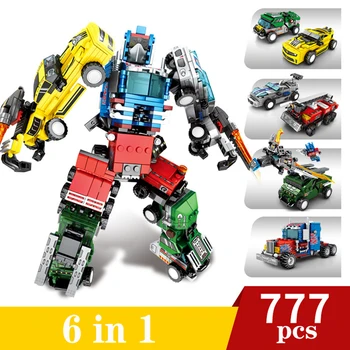 

777pcs 6in1 Deformation Optimus Prime Bumblebee Building Blocks Kits Bricks Classic Movie Compatible Model Kid Toy For Children