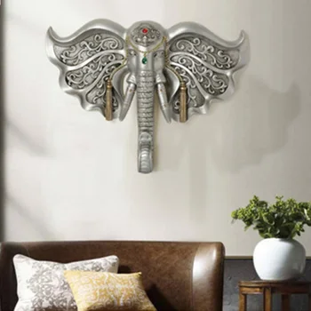 

FASHION ELEPHANT HEAD SCULPTURE WALL HANGING WILD AFRICAN ANIMAL STATUE ART AND CRAFT ORNAMENT FOR HOME PUB OFFICE DECOR A825