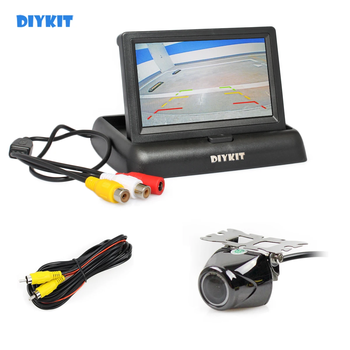 DIYKIT 4,3 дюймов Автомобильная камера заднего вида комплект резервный автомобильный ЖК-дисплей HD безопасность Металлическая Автомобильная камера заднего вида
