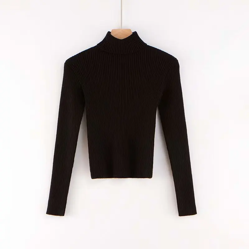 DS29 black 9078 Bazaleas шикарный фиолетовый свитер карамельного цвета для женщин Модный вязаный пуловер с высоким воротом винтажный женский тонкий свитер - Цвет: DS29 black 9078