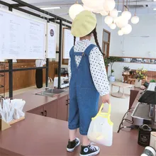 Новое поступление; сезон осень; модные джинсовые комбинезоны для девочек; детская модная одежда; комбинезон для мальчиков; детские комбинезоны