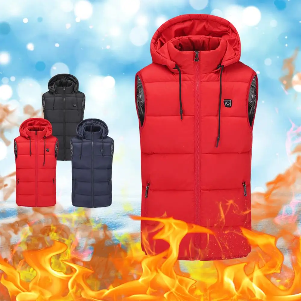 

Men Women Outdoor USB Winter Intelligent Heated Warmer Vest Hooded Heating Jacket Breathable Fishing Hiking Dropship Coat