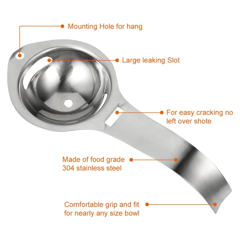 Сепаратор из нержавеющей стали яичный желток Белый сепаратор фильтр длинная ручка яичный разделитель выпечки кулинарные инструменты для яиц Кухонные гаджеты