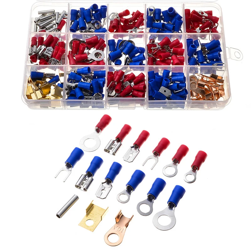 280/300/330PCS Insulated Cable Connector Electrical Wire Assorted Crimp Spade Butt Ring Fork Set Ring Lugs Rolled Terminals Kit