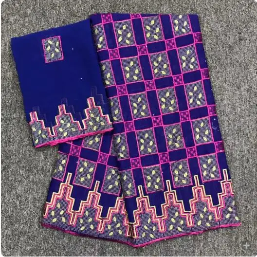 Высокое качество Африканский швейцарская вуаль кружевной ткани хлопок вышивка для платья французского ткани с сетчатыми кружевами 5+ 2 ярдов/партия A2214 - Цвет: 3