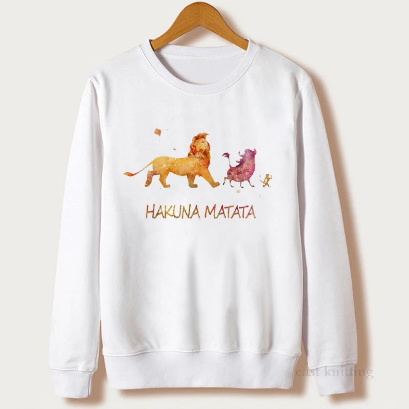 Король Лев Акуна Матата пуловер уличная толстовка женская Ulzzang Kawaii Мода Hoodies повседневная женская одежда
