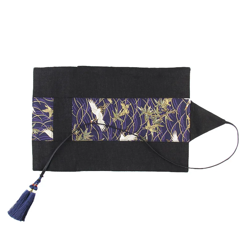 Black Crane Ретро стиль ручка обертывание с бретельками и бахромой китайский дракон кран цветные карандаши чехол рулон многоцелевой Чехол для школы офис искусство - Цвет: Black Crane