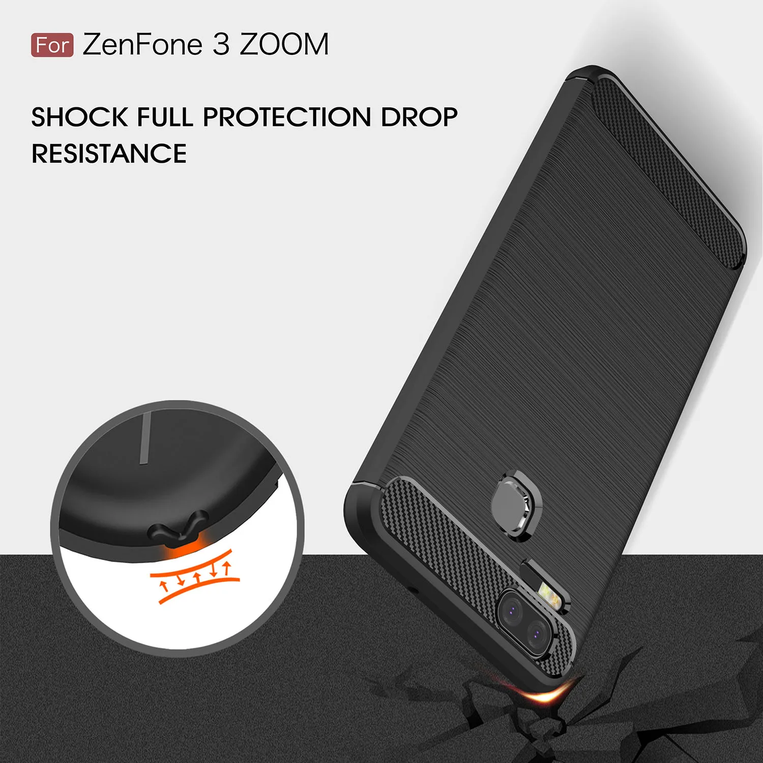 Luxury Carbon Fiber Shockproof Black TPU Phone Case