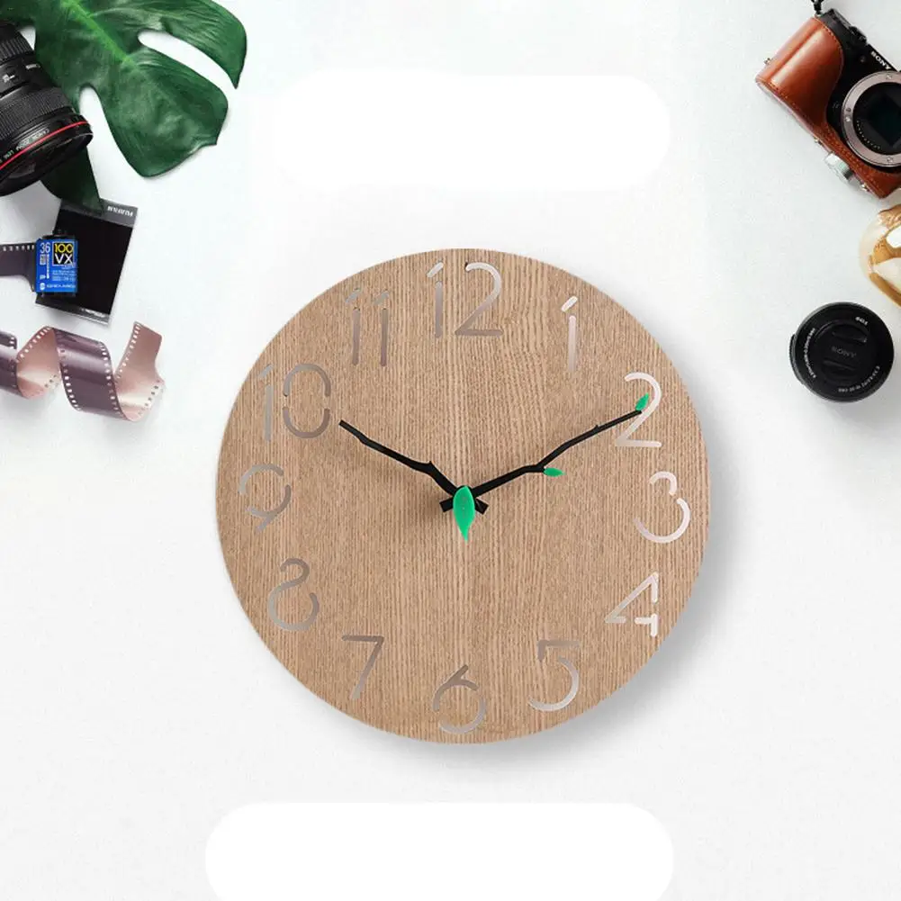 Креативные простые скандинавские настенные часы деревянные круглые декоративные часы одно поколение часы супер тихие деревянные висячие часы