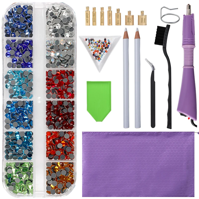 2000pcs-9600Pcs/Box Hot Fix Rhinestones Set /Hot Fix Rhinestones Hotfix Applicator Crystal Glass Hot Fix Rhinestone for Clothing 