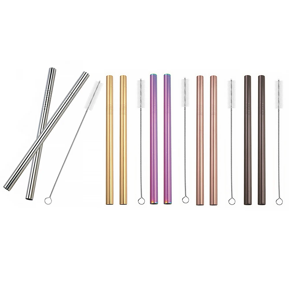 Cleaner Reusable Smoothies Wedding Decoration Drinking Straight Straw Extra Wide Eco-friendly Fruit Juice Birthday 2pcs Straw