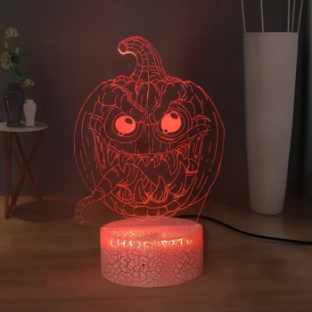 

Jack-O'-Lantern 3D Visual Table Lamp All Hallows Symbol LED Night Light Cute pumpkin lantern Bedroom Night Lamp Bedside Lamp