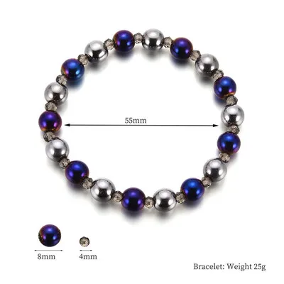 Natural Black Obsidian Hematite Stone Beads Bracelets For Magnetic Health Protection Women Jewelry Beads Bracelet For Women Men