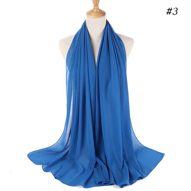 women plain bubble chiffon scarf hijab wrap printe solid color shawls headband women hijabs scarves/scarf 60 colors COLOR 3