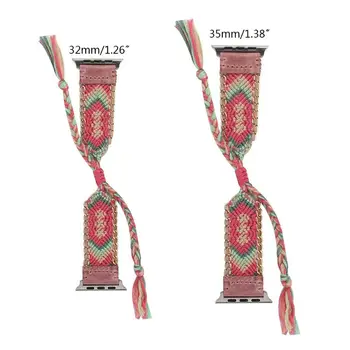 

Bohemian Style Woven Rope Leather Watch Strap Wristband for Watch 32/35mm