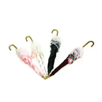 

1:12 Dollhouse Miniature Lace Parasol Model Mini Outdoor Umbrella Accessories G99C