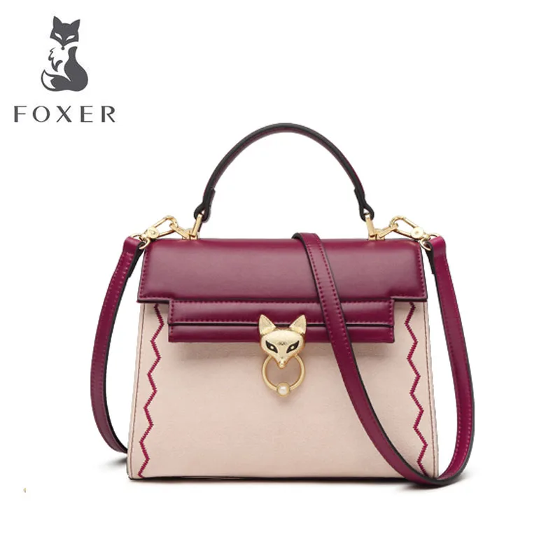 FOXER женские кожаные сумки Воловья кожа модная сумка роскошные дизайнерские