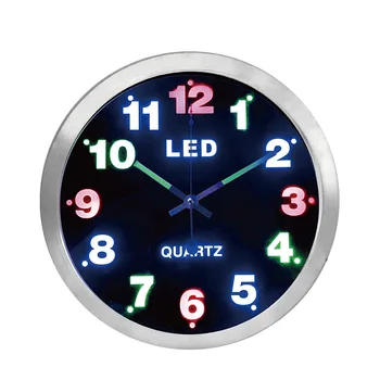 

Home Decoration Wall Clock Simple Digital Metal LED Wall Clock Living Room ClockNew 12 Inch Fashion Creative Mute Wall Clock