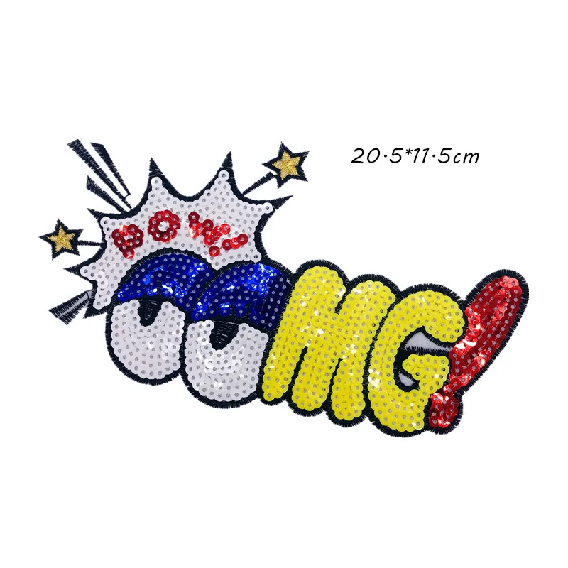 Big Patches Ice Cream Shine Sequin 3D Sticker Stickers Embroidery Letter Patch Applique Garment Kids Women DIY Clothes Badge