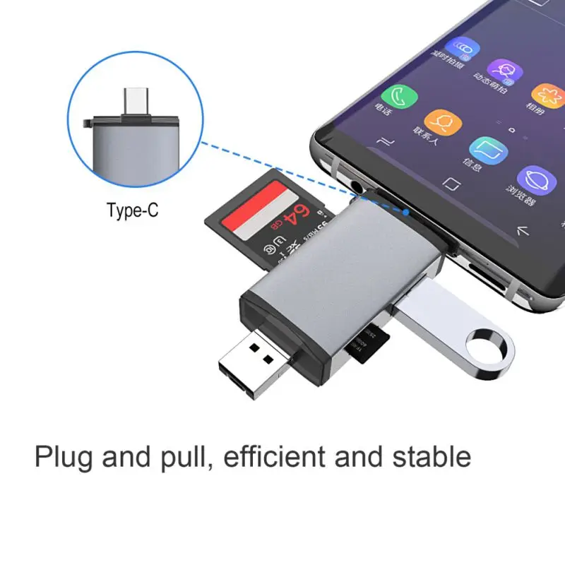 Универсальное 3-в-1 кард-ридер адаптер Тип usb с разъемами типа C и USB TF защищенная цифровая Карты памяти и аксессуары для мобильного телефона, компьютера