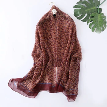 

Women Leopard Print Silky Scarf Shawls Sun Protection Female Gauze Long Beach Wraps TT@88
