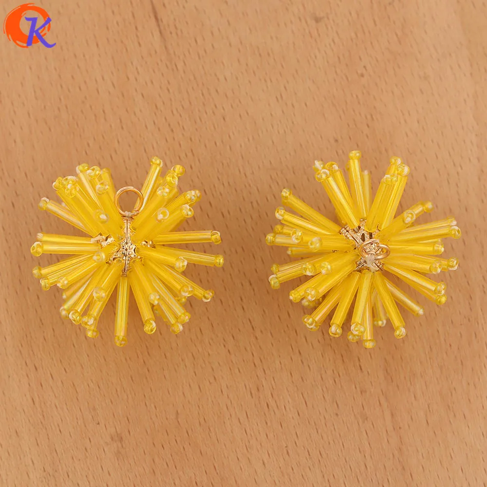 Cordial Design 10Pcs 30*30MM Jewelry Accessories/Crystal Beads Charms/Hand Made/Flower Ball Shape/Earring Findings/DIY Making