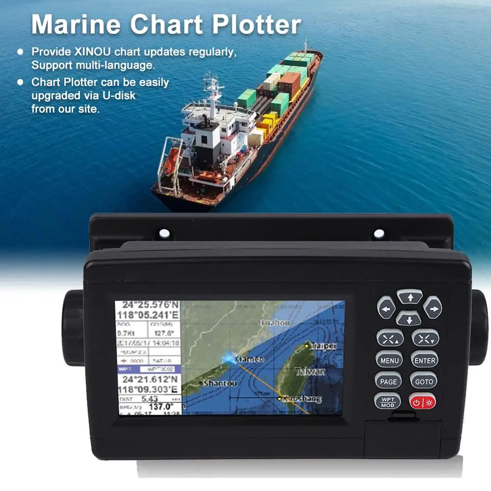 Xf520 5in Marine Satellite Gps Navigator Color Lcd Display Dualmode Positioning Boat Chart