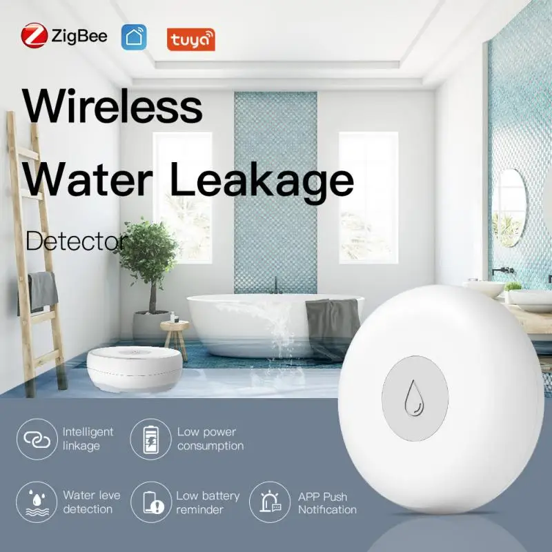 Датчик утечки воды Zigbee с Wi-Fi смарт-детектор звуковое оповещение управление через