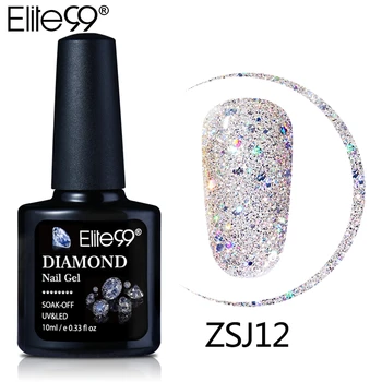 Elite99 10ml Diamant Farbe Nagel Gel UV LED Gel Polish Bling Glitter Pailletten Tränken Weg Basis Top Primer Nagel kunst Gel Polish Lack