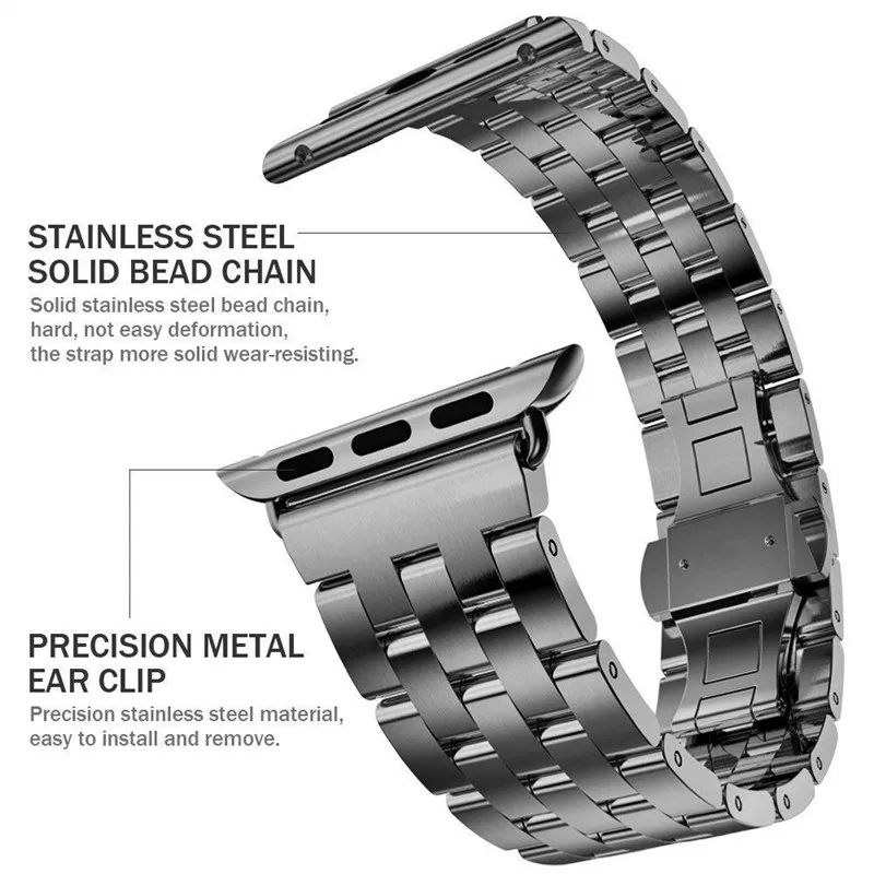 Ремешки из нержавеющей стали для Apple Watch Series 4 5 44 мм 40 мм ремешок для часов соединяющий ремешок браслета для iWatch Series 3 2 1 38 мм 42 мм ремень