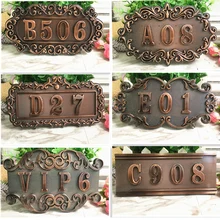 ABS imitación de metal bronce, cobre antiguo número de casa personalizado signo número de puerta pegatina para hotel apartamento puerta