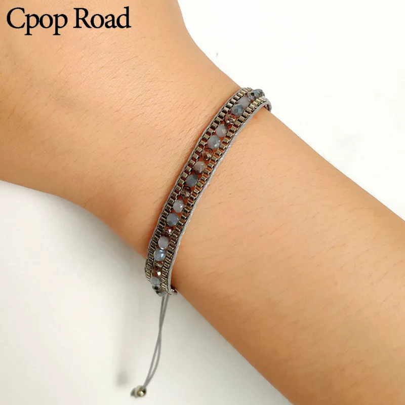 

Cpop Boho Nature Stone Handmade Bracelet for Women Colorful Crystal Stone Creative Charm Bracelet Jewelry Gift Accessories 2019